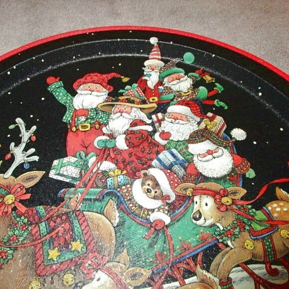 1994 Vtg Wim Schimmer Art Serving Tray Santa's Cookies Reindeer Sleigh Christmas - Picture 2 of 11